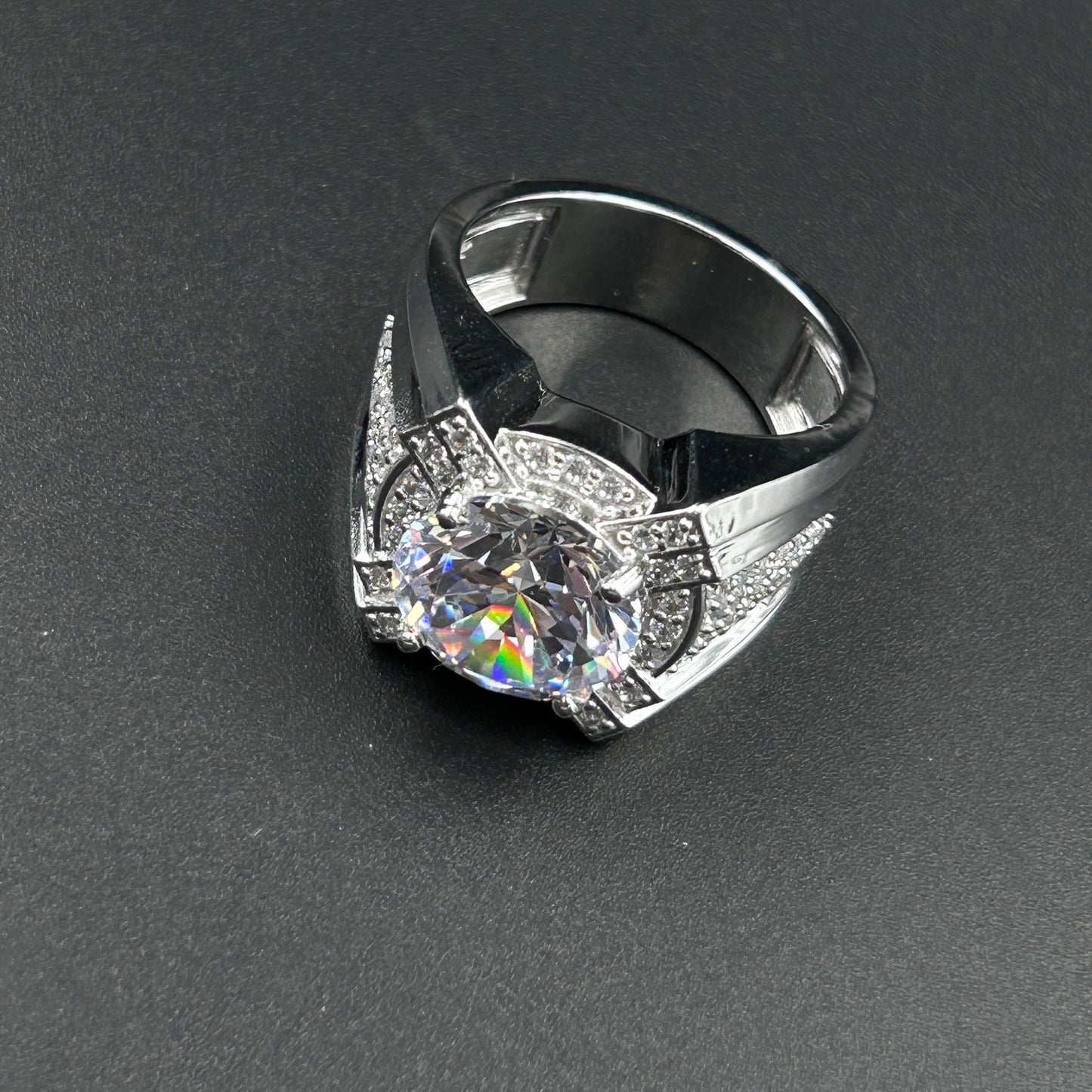 Diamond Men's Silver Ring