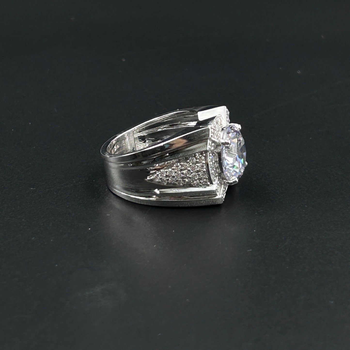 Diamond Men's Silver Ring