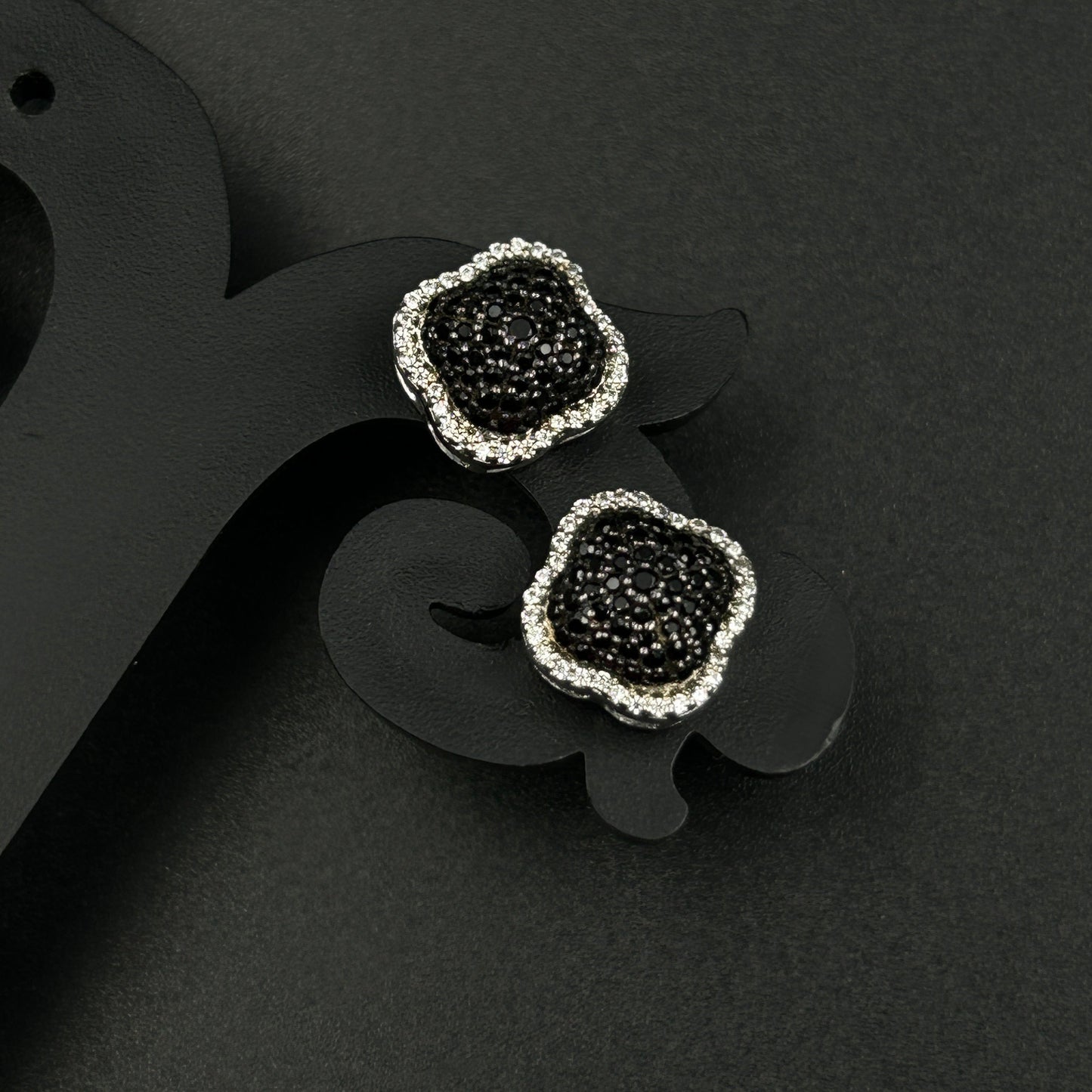 Black Diamond Earrings - Pure Silver