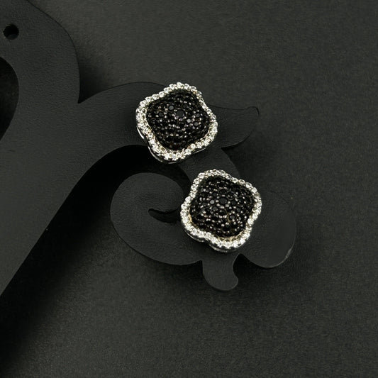 Black Diamond Earrings - Pure Silver