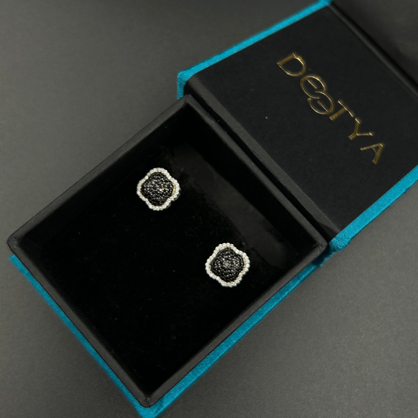 Black Diamond Earrings - Pure Silver