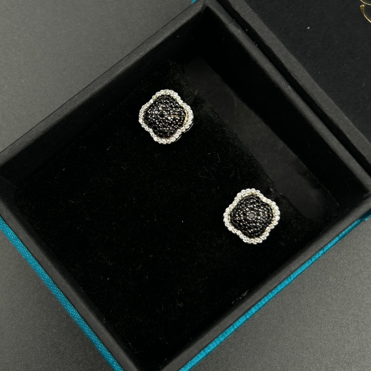 Black Diamond Earrings - Pure Silver