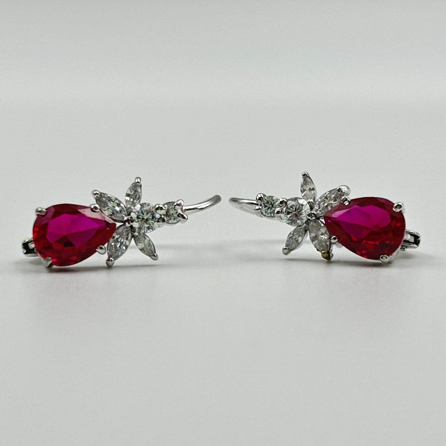Women's Pink Ruby Silver Earring