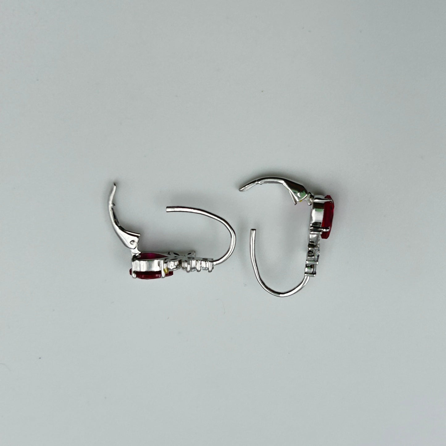 Women's Pink Ruby Silver Earring