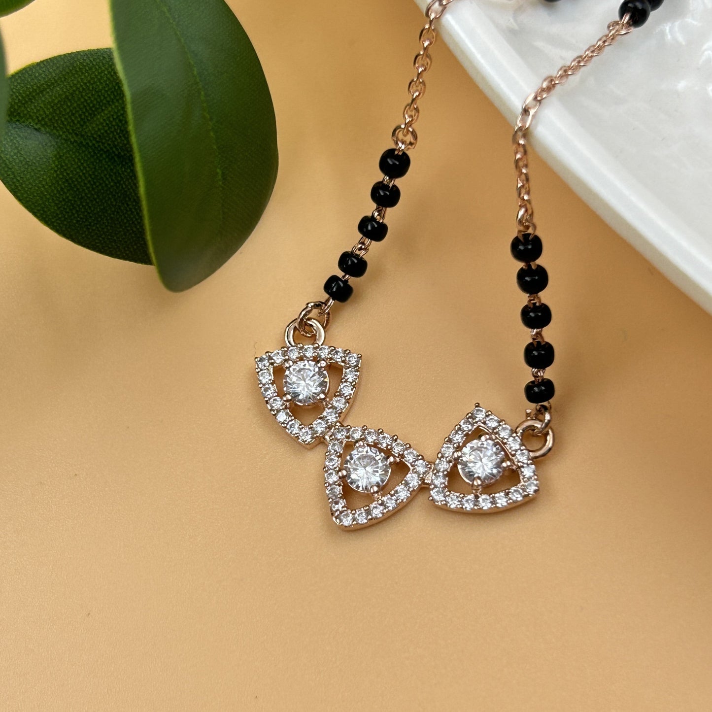 Trillion Cut Silver Mangalsutra