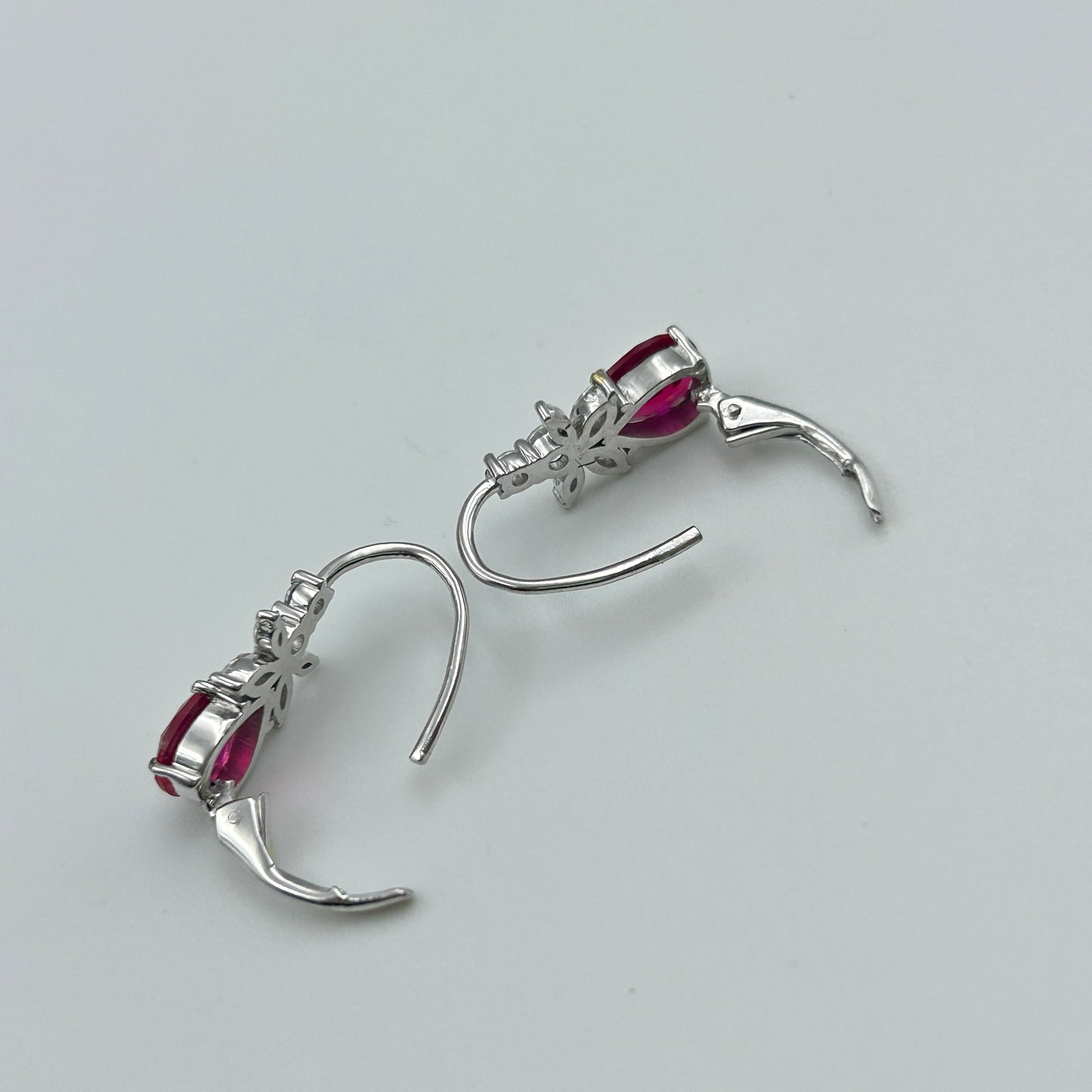 Women's Pink Ruby Silver Earring