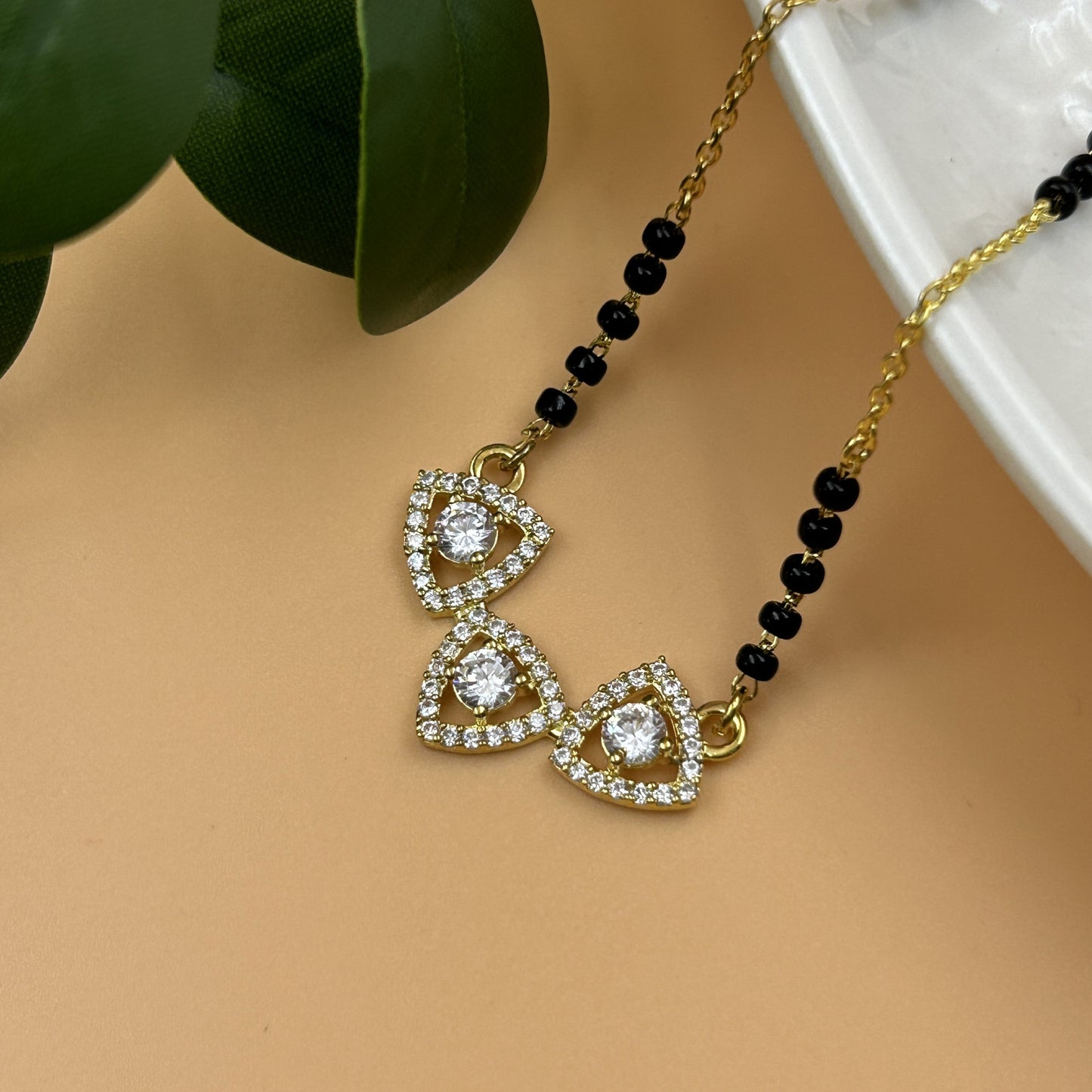 Trillion Cut Silver Mangalsutra