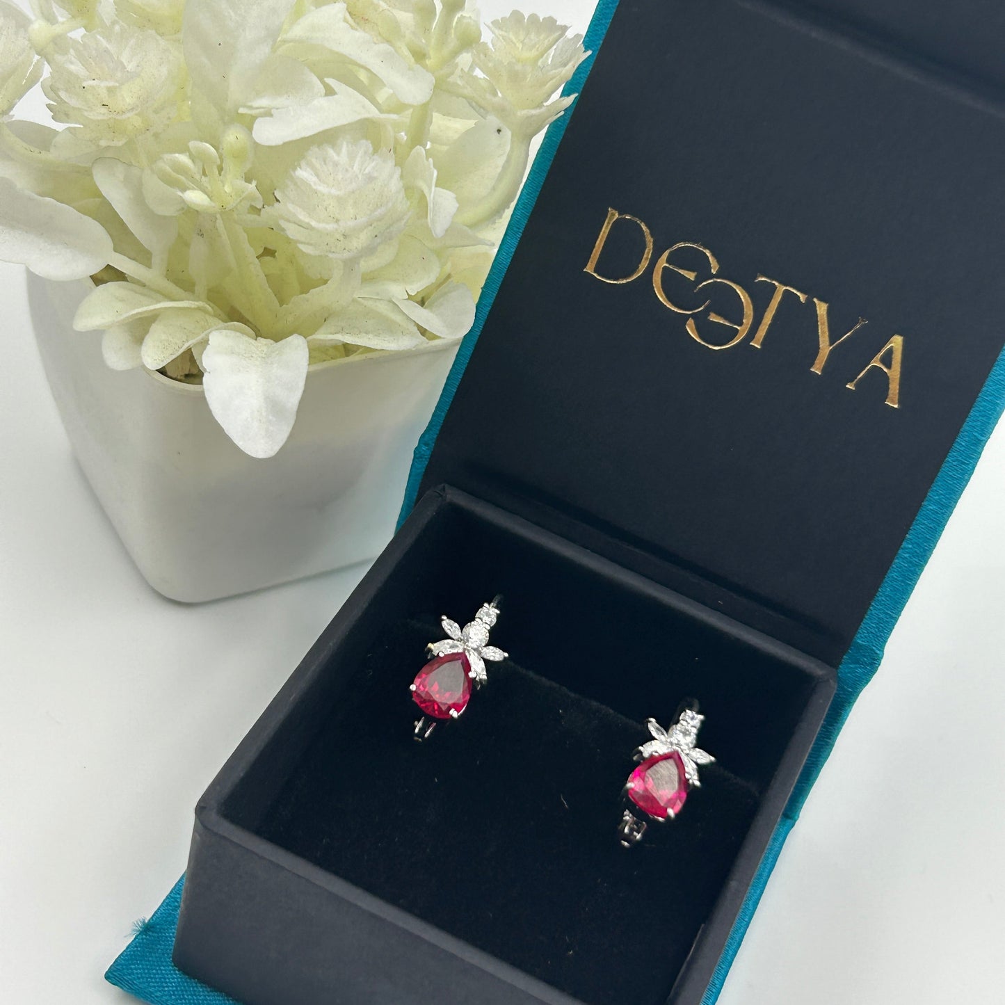 Women's Pink Ruby Silver Earring