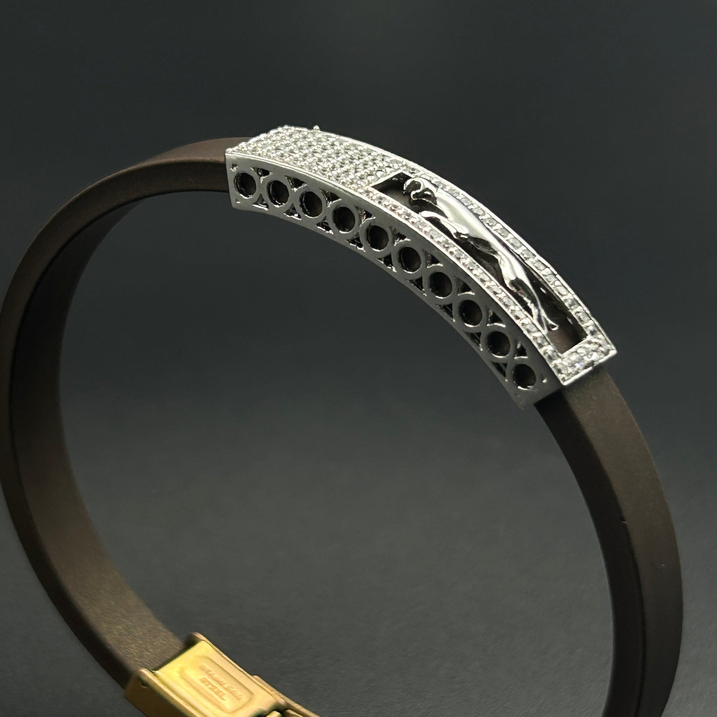 Pure Silver Couple Bracelet/Band - Brown Band