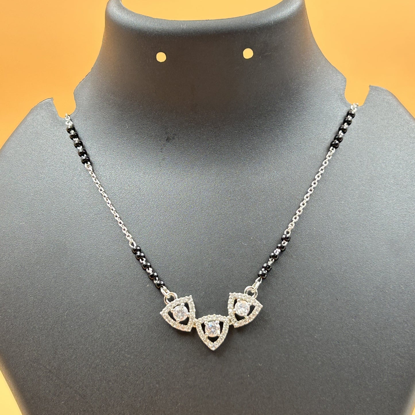 Trillion Cut Silver Mangalsutra