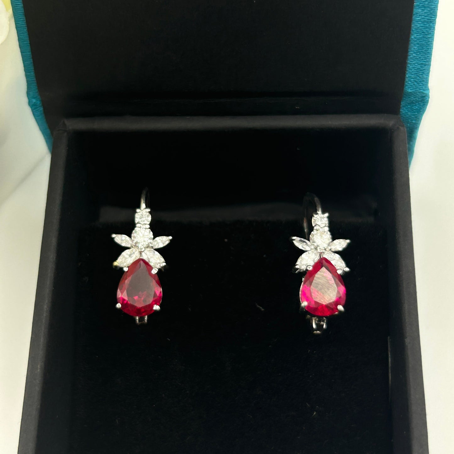 Women's Pink Ruby Silver Earring