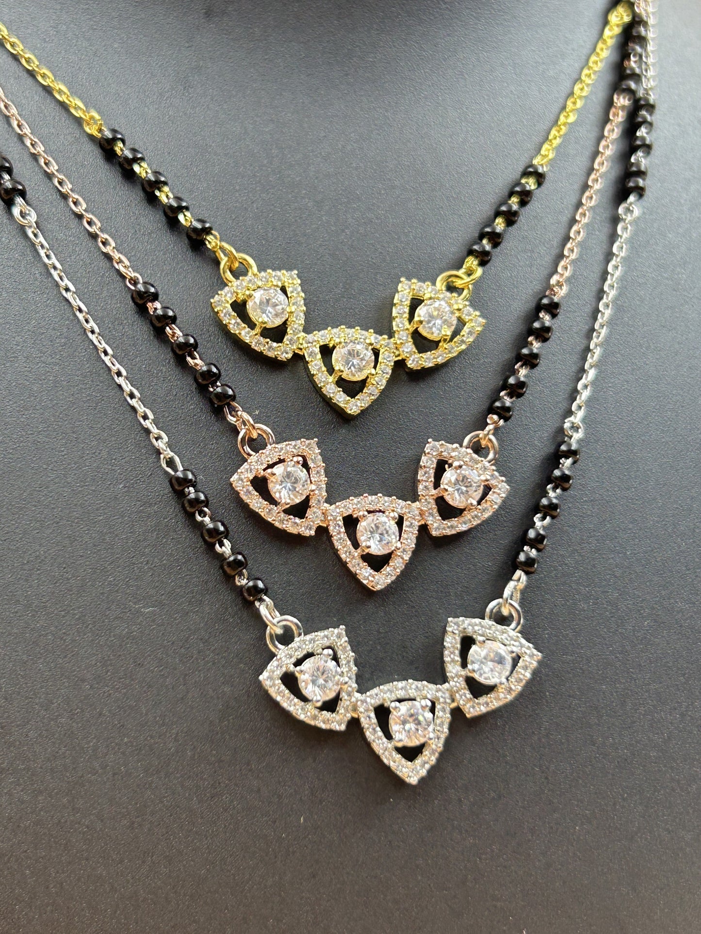 Trillion Cut Silver Mangalsutra