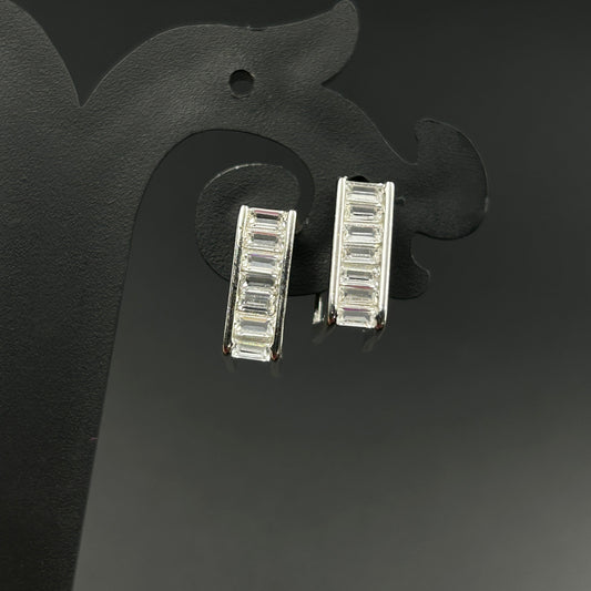 White Gold Bali Type Earring - Pure Silver