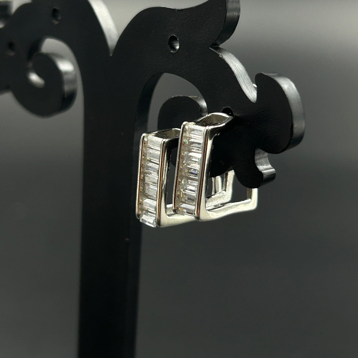 White Gold Bali Type Earring - Pure Silver