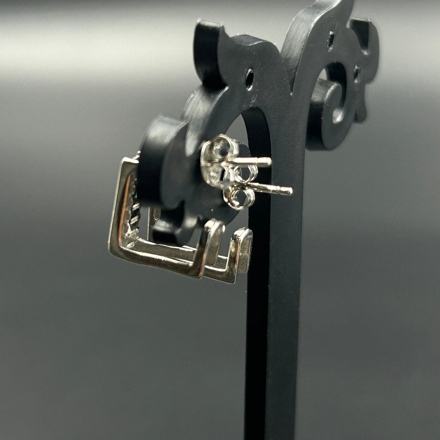 White Gold Bali Type Earring - Pure Silver