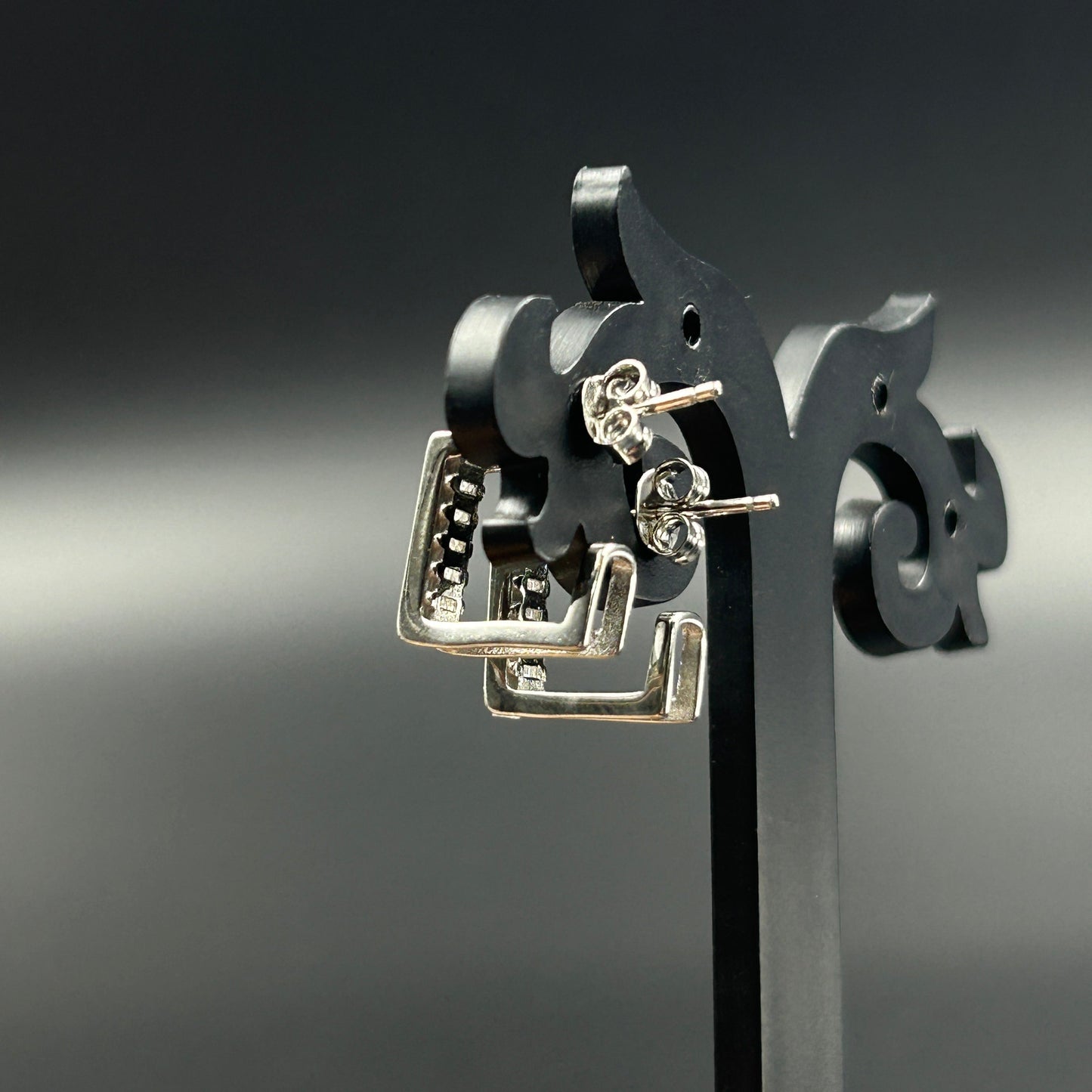 White Gold Bali Type Earring - Pure Silver