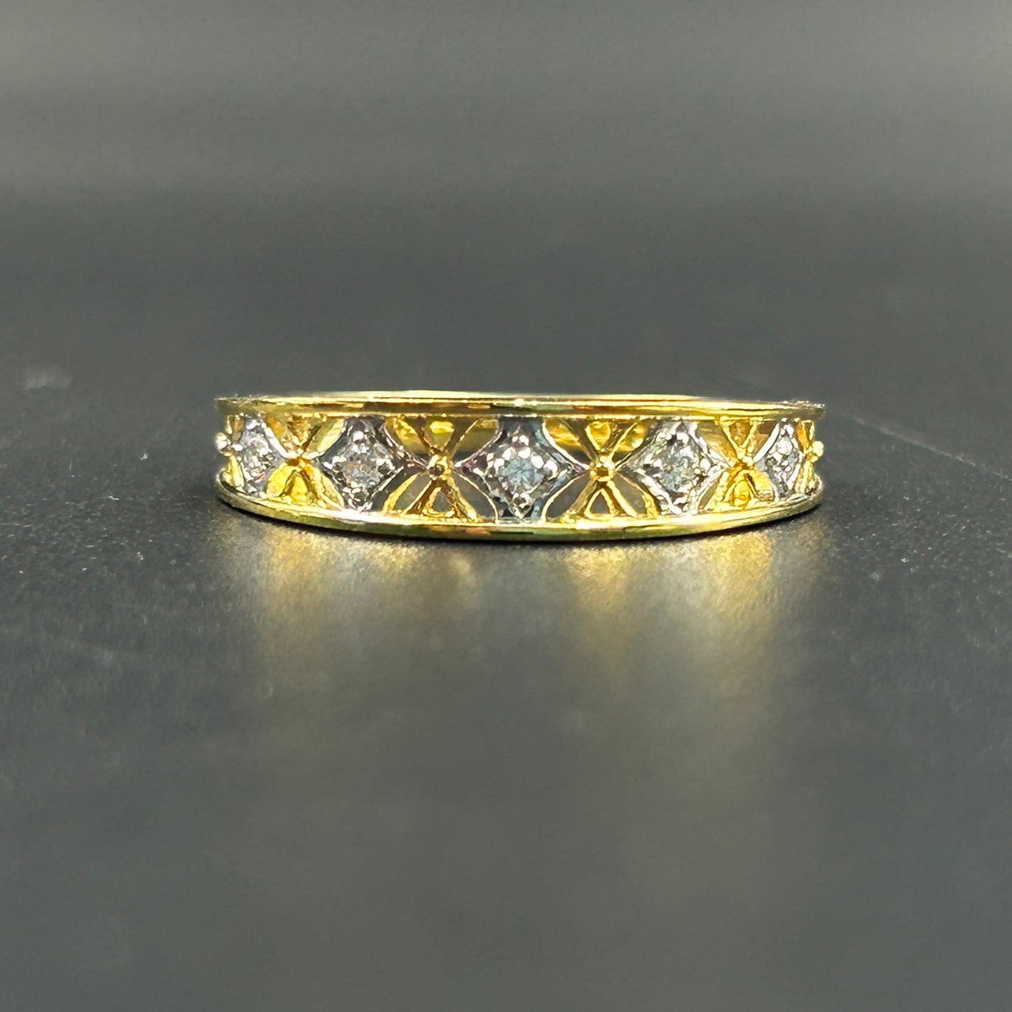 Diamond Silver Yellow Band