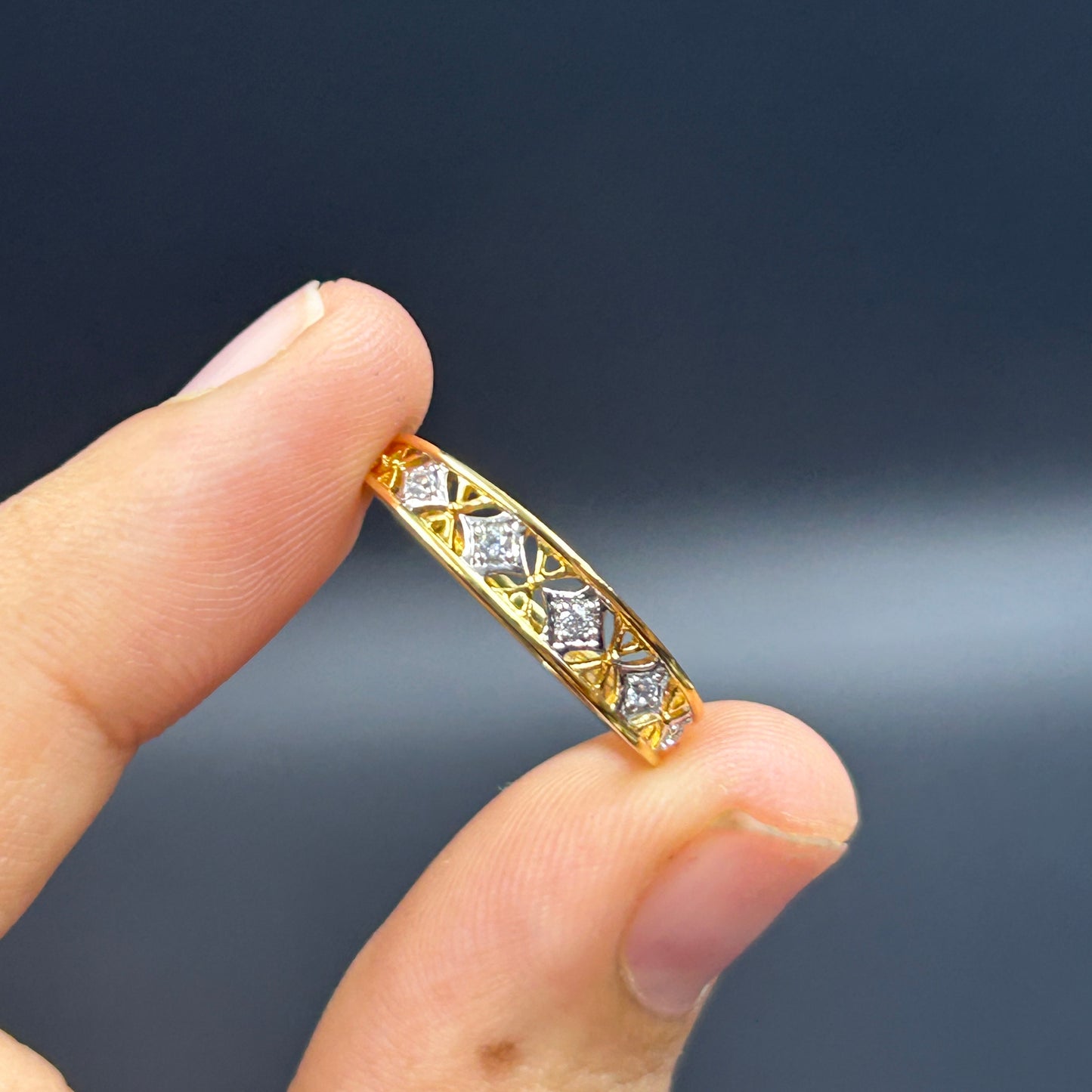 Diamond Silver Yellow Band