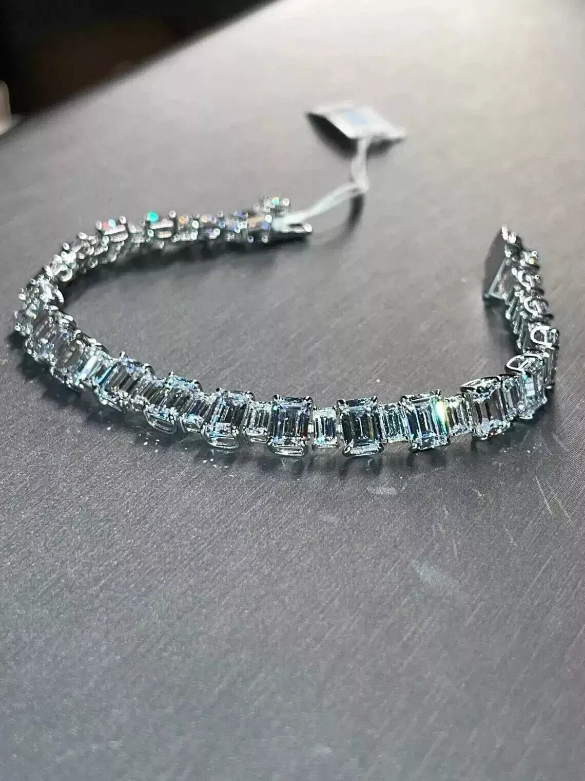 8ct Lab Created Diamond Bracelet 7 Inch 14k White Gold Finish