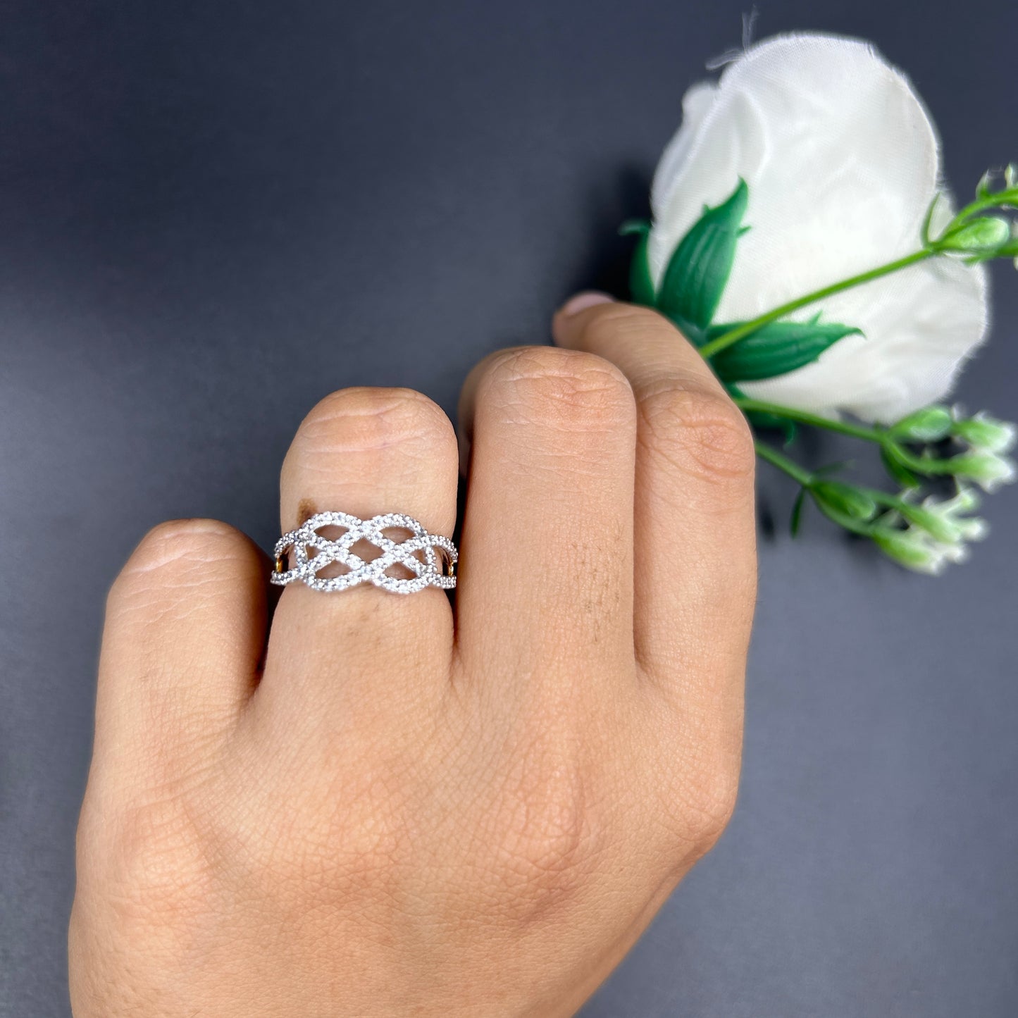 Criss Cross Infinity Ring - Silver Ring