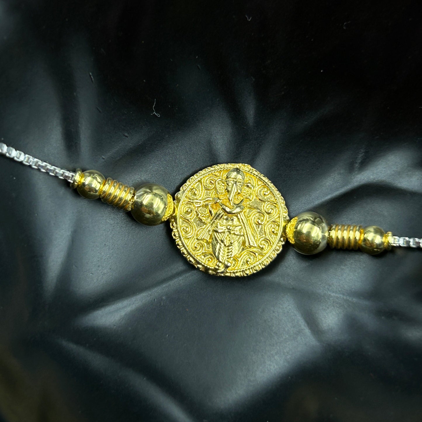 Ganesh Rakhi without Rudraksh - Pure Silver