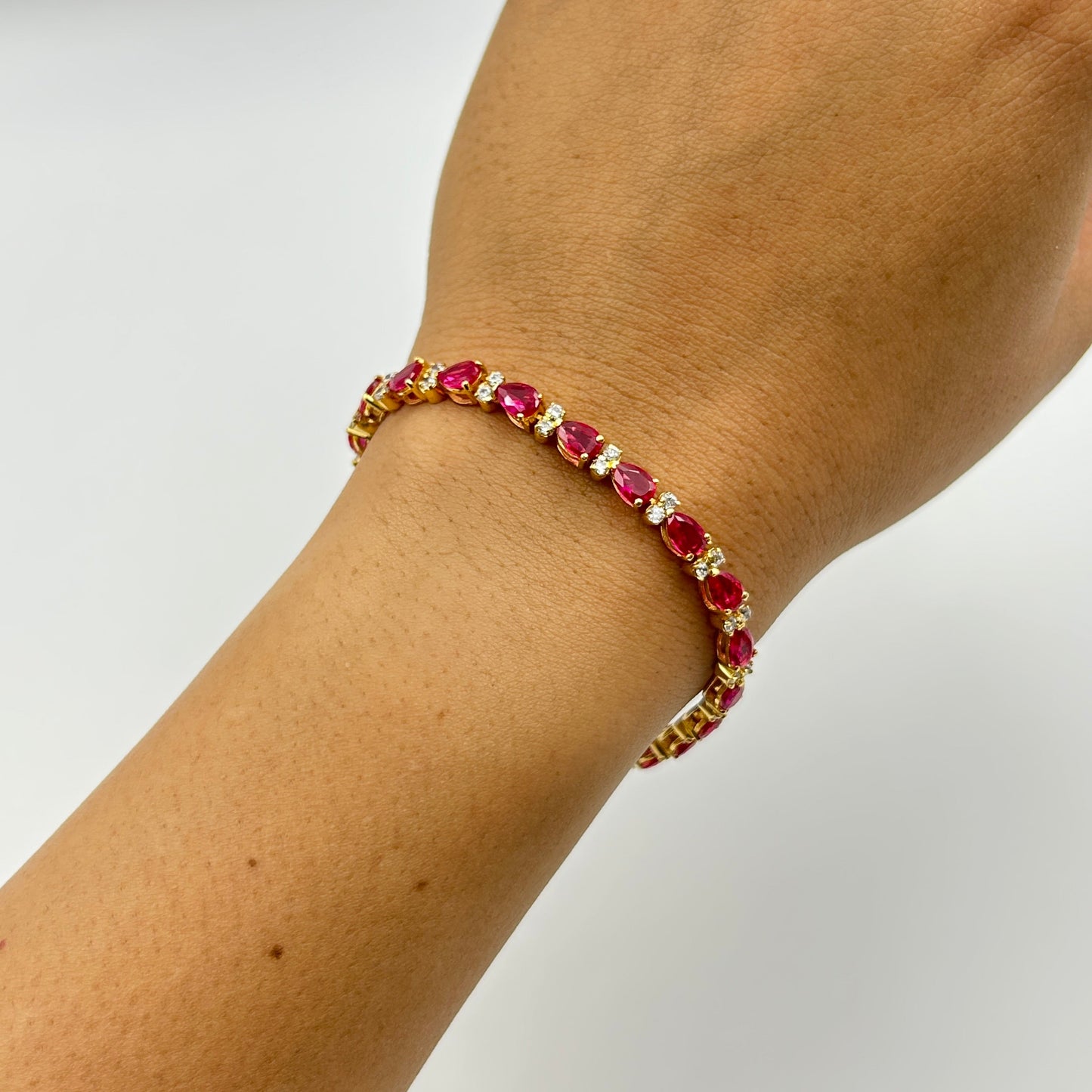 Silver Bracelet - Pink Pear Yellow Gold Bracelet