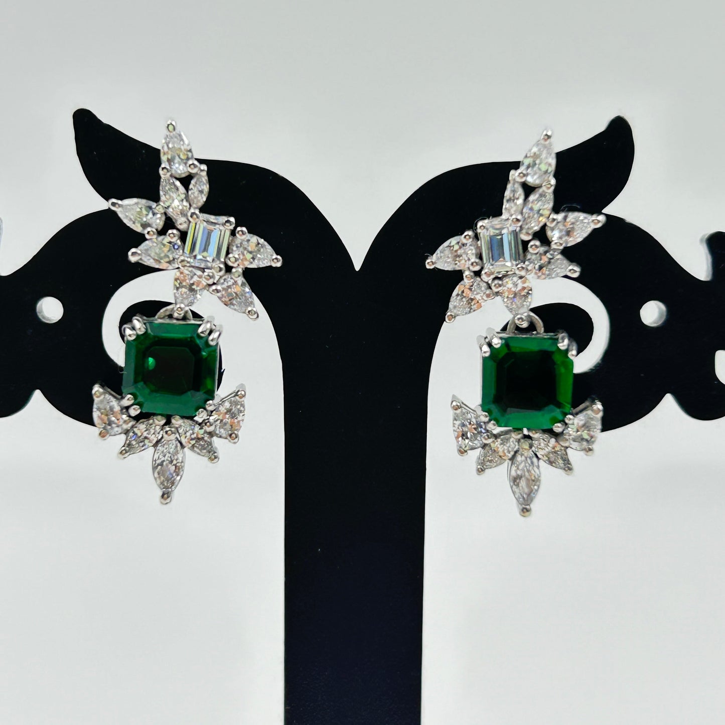 Silver Green Earring - Silver Ziricon