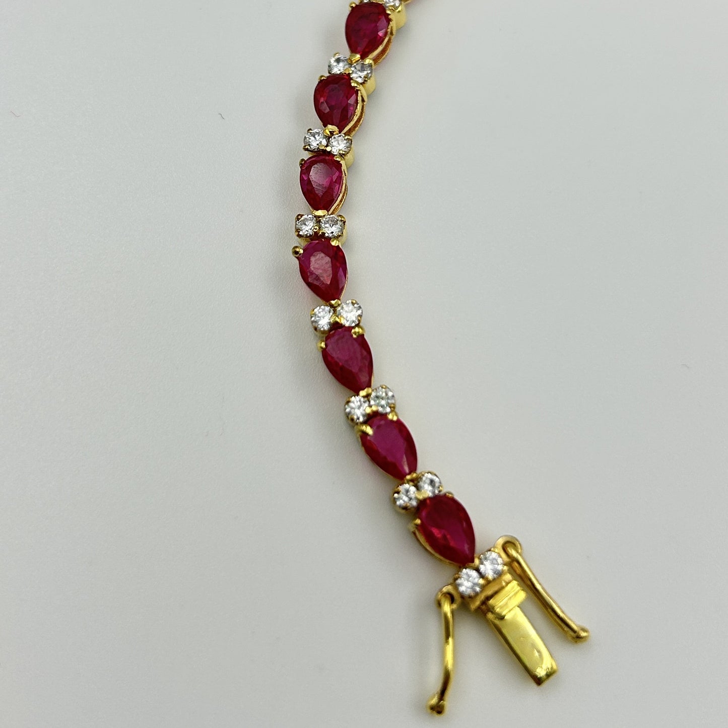 Silver Bracelet - Pink Pear Yellow Gold Bracelet