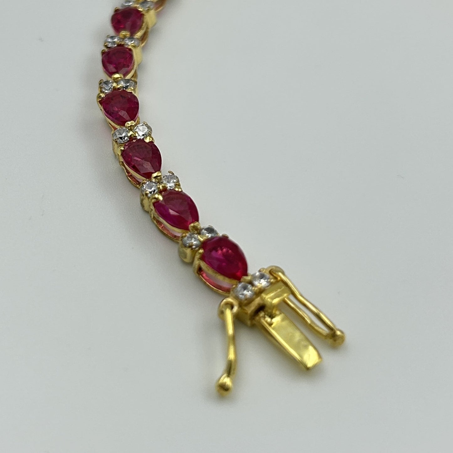 Silver Bracelet - Pink Pear Yellow Gold Bracelet