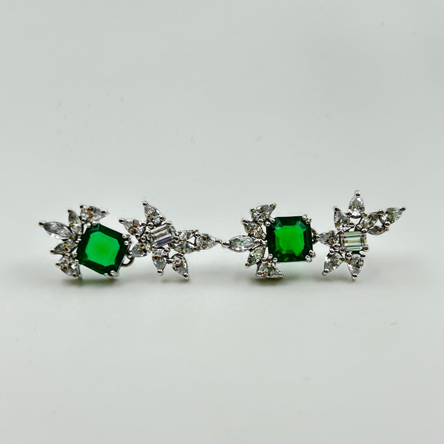 Silver Green Earring - Silver Ziricon