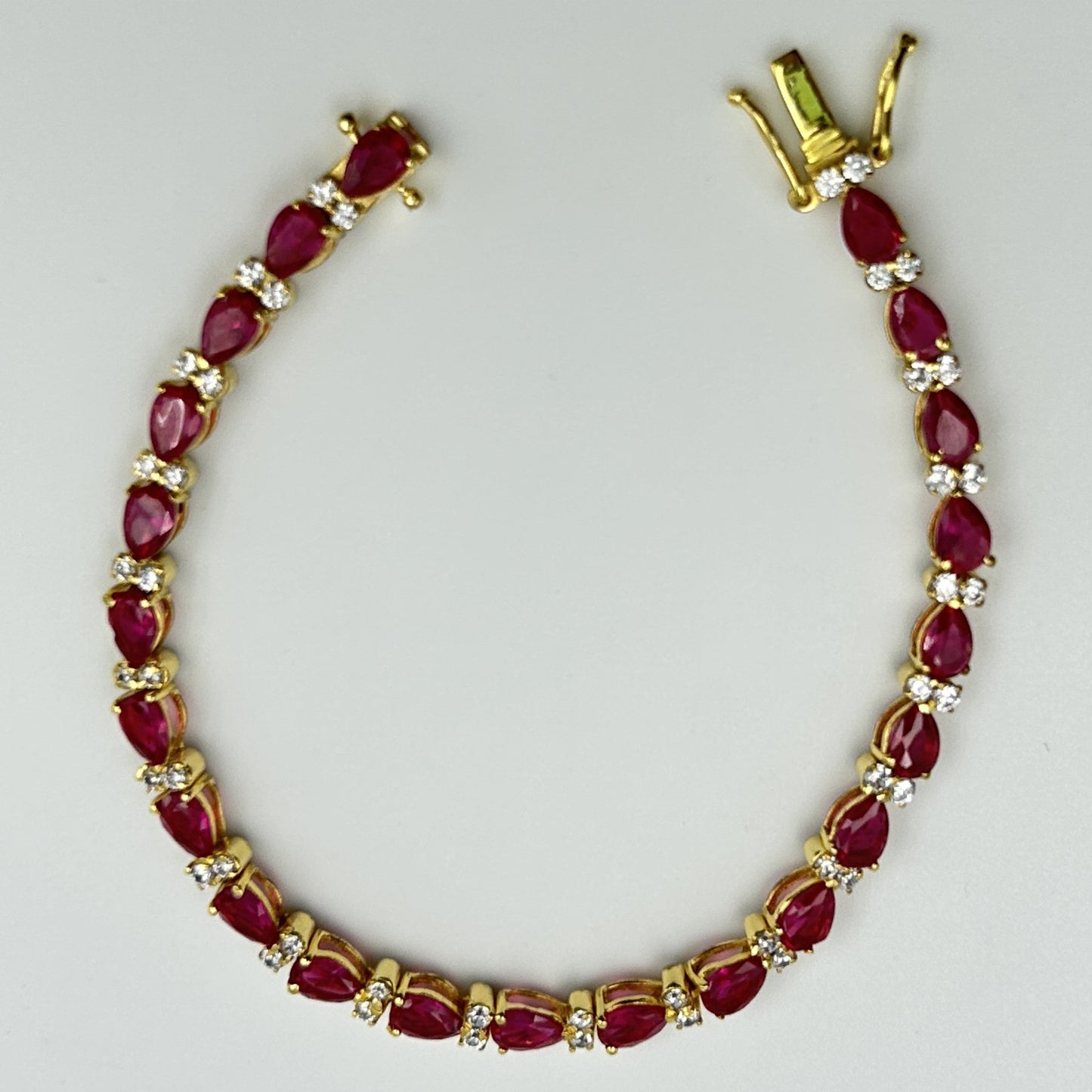 Silver Bracelet - Pink Pear Yellow Gold Bracelet