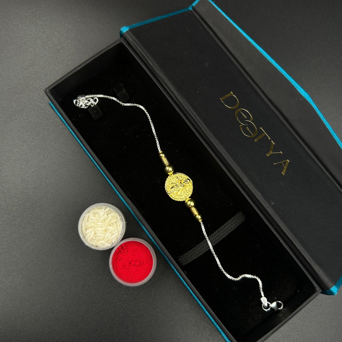 Ganesh Rakhi without Rudraksh - Pure Silver