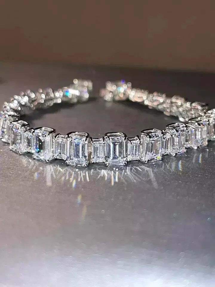 8ct Lab Created Diamond Bracelet 7 Inch 14k White Gold Finish