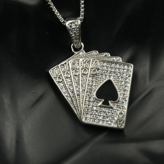 CARD Pendant and Chain - Silver Pendant for Men