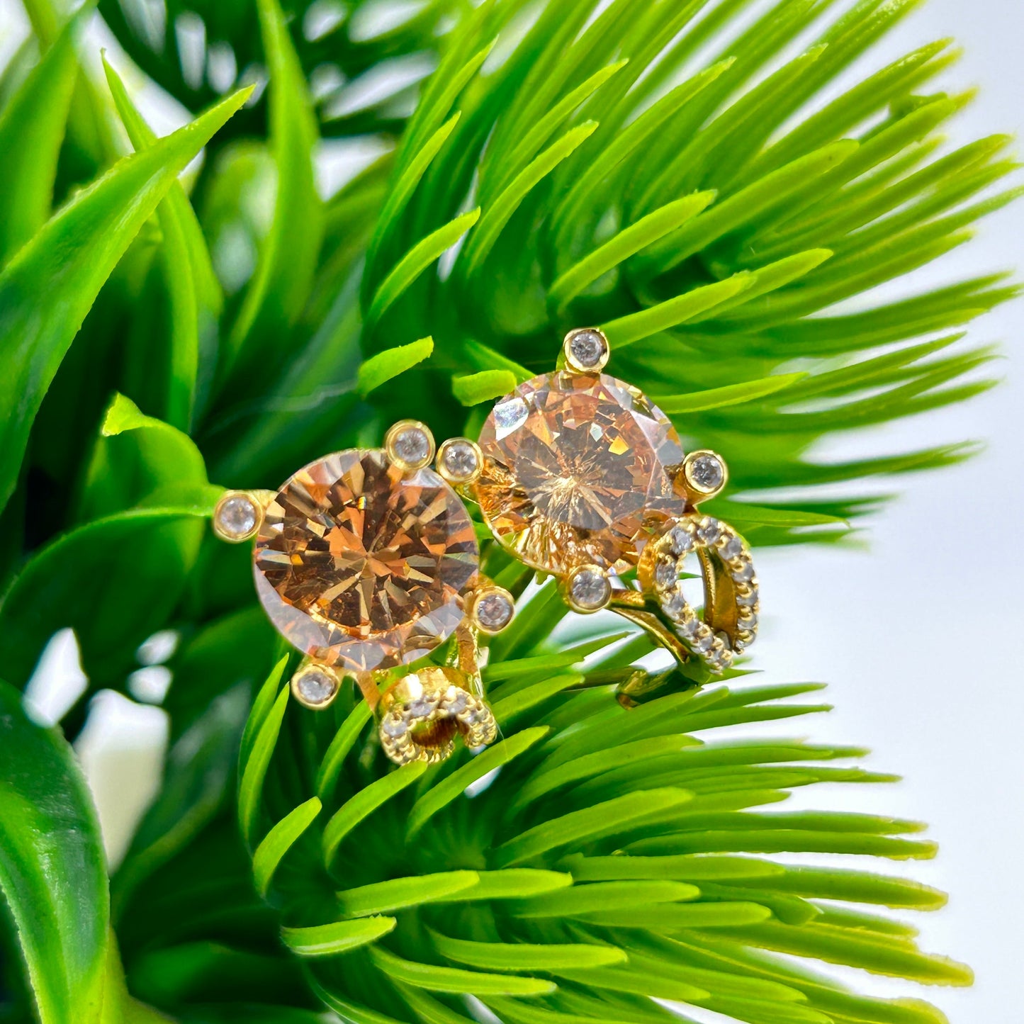 Yellow Sapphire Earring - Silver Zircon Earring