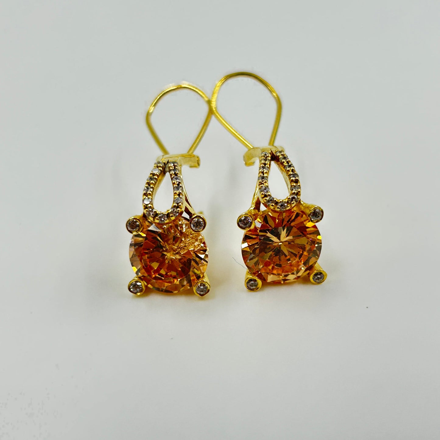 Yellow Sapphire Earring - Silver Zircon Earring