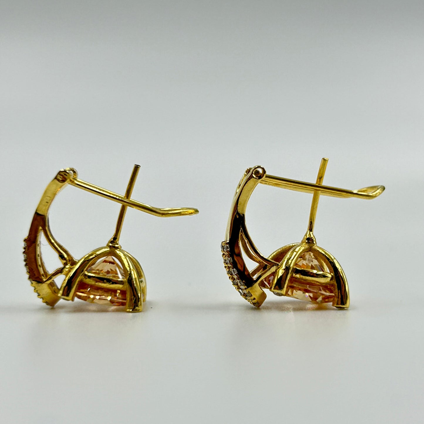 Yellow Sapphire Earring - Silver Zircon Earring