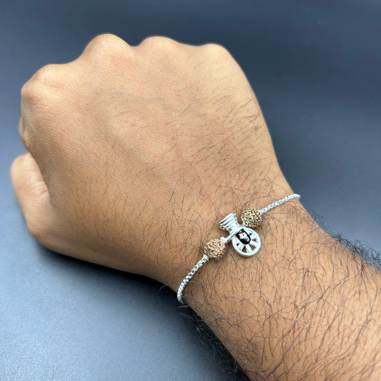 Shivji Rakhi - Silver Rakhi with Rudhraksh