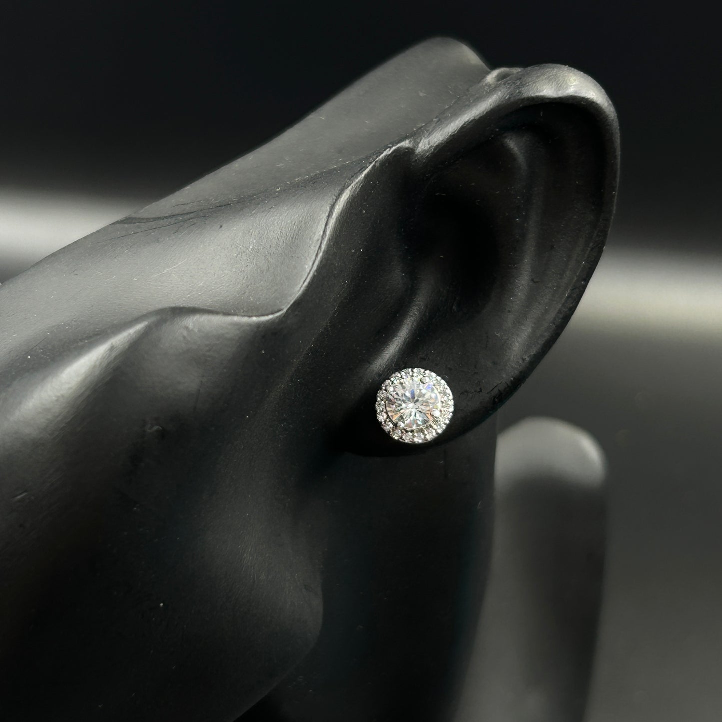 Halo Stud Earring - Women's Silver Earring