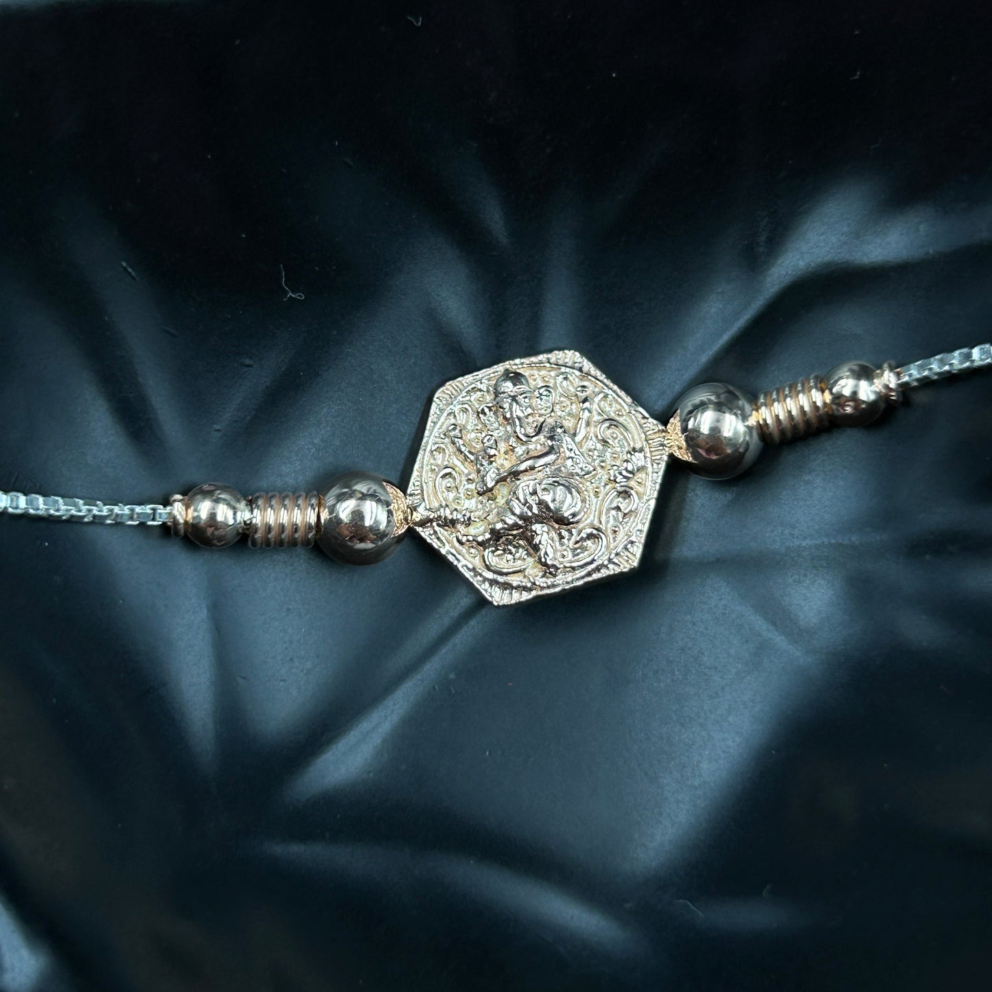 Rose Gold Ganesh Rakhi without Rudraksha