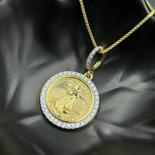 Liberty Coin Pendant and Chain - Pure Silver