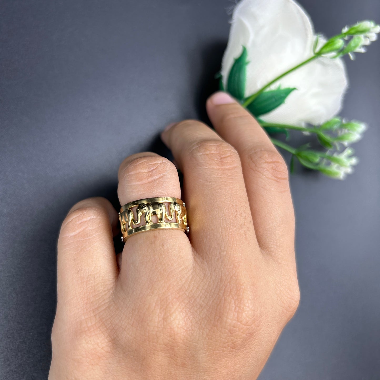 Elephant Diamond Band - Silver Ring