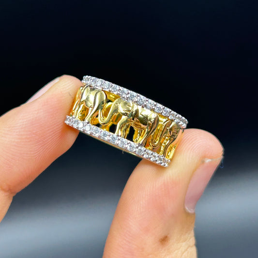 Elephant Diamond Band - Silver Ring