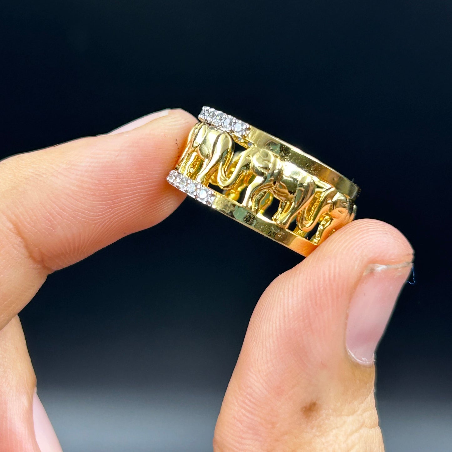 Elephant Diamond Band - Silver Ring