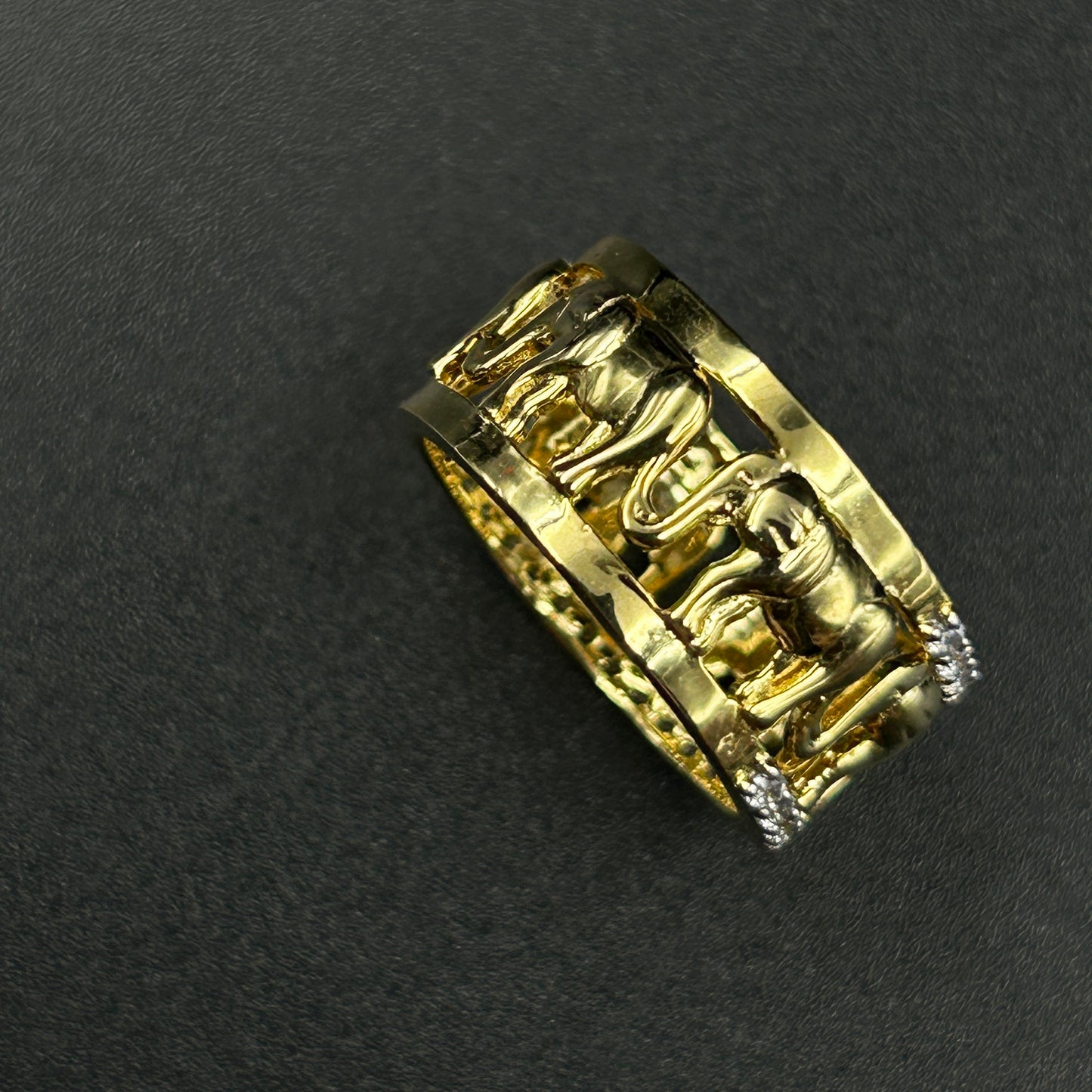 Elephant Diamond Band - Silver Ring