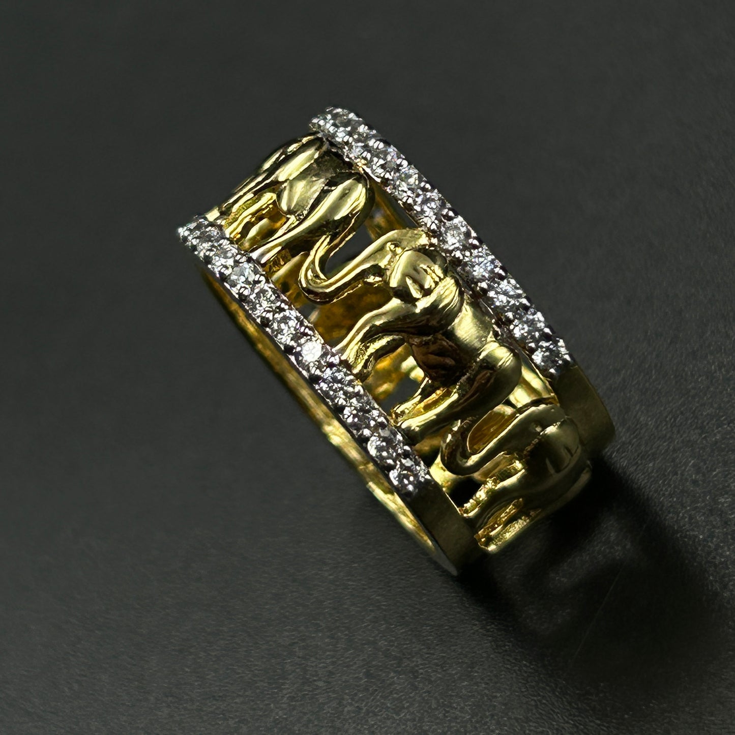 Elephant Diamond Band - Silver Ring