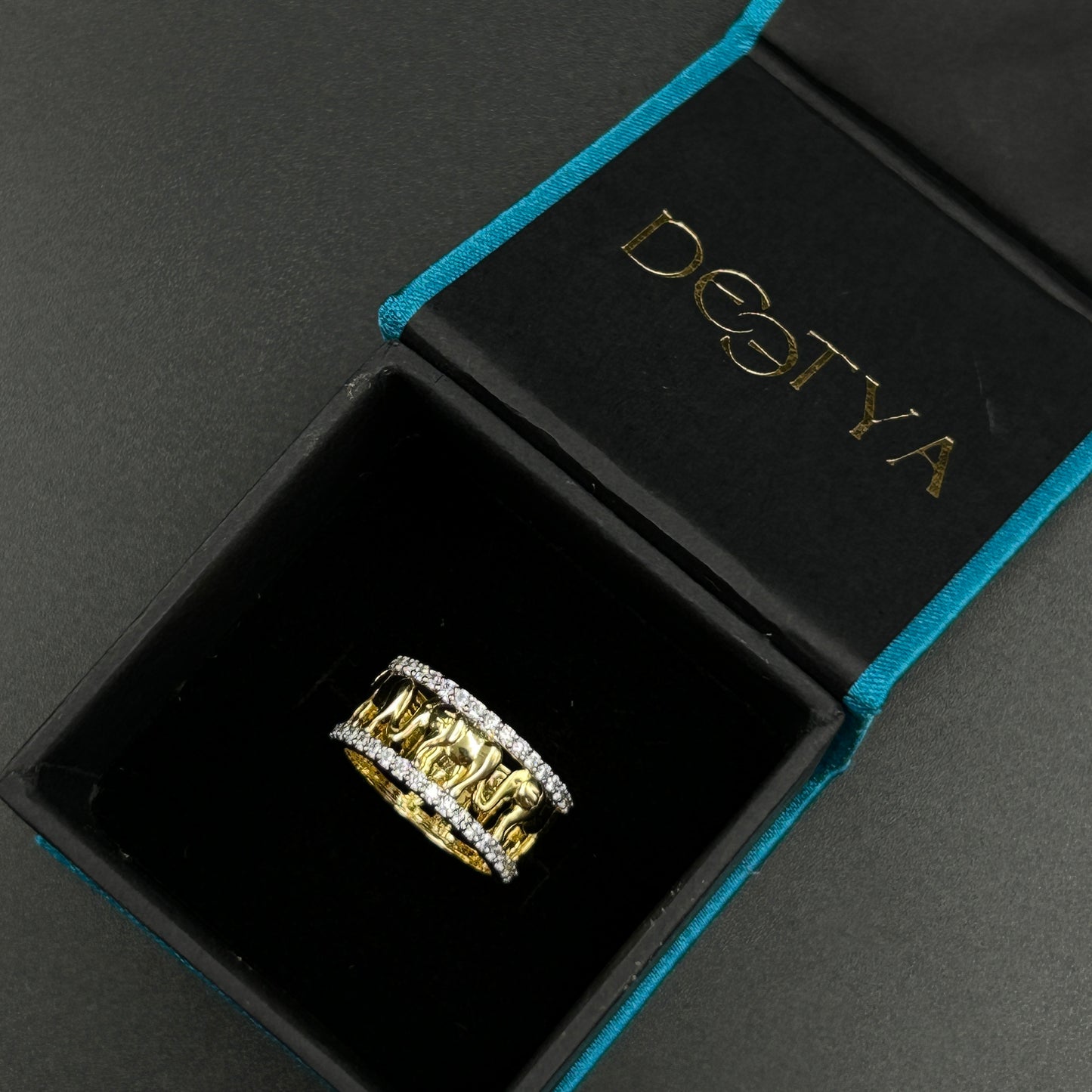 Elephant Diamond Band - Silver Ring