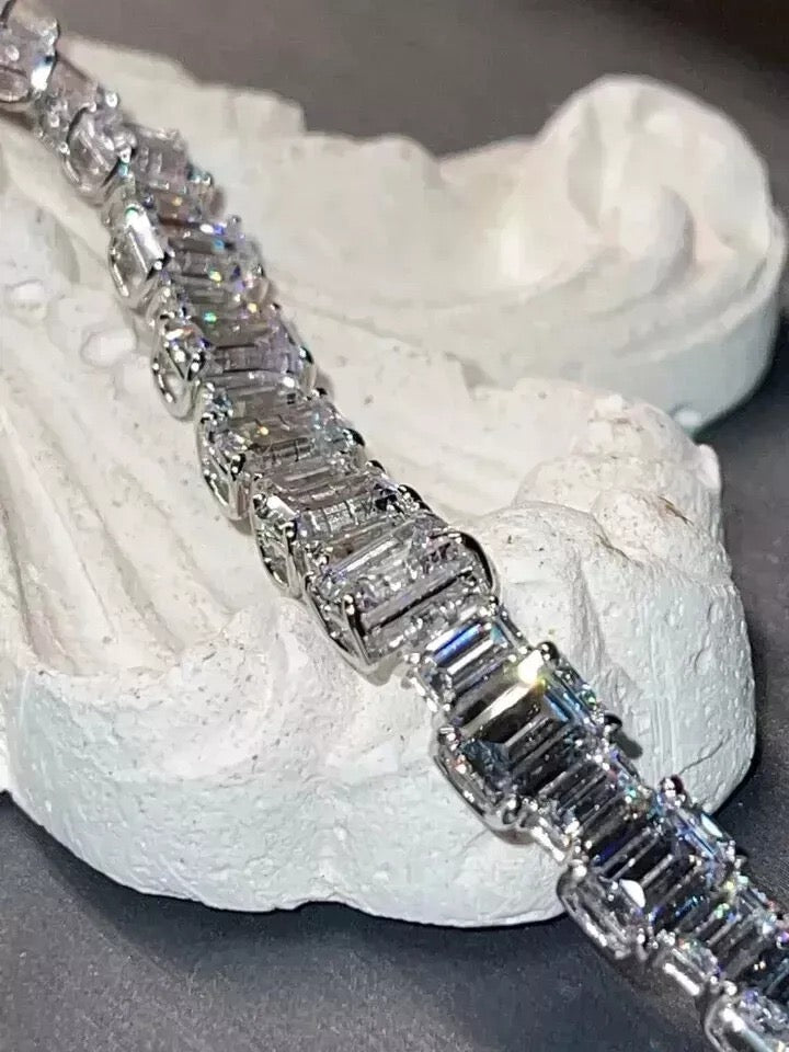 8ct Lab Created Diamond Bracelet 7 Inch 14k White Gold Finish