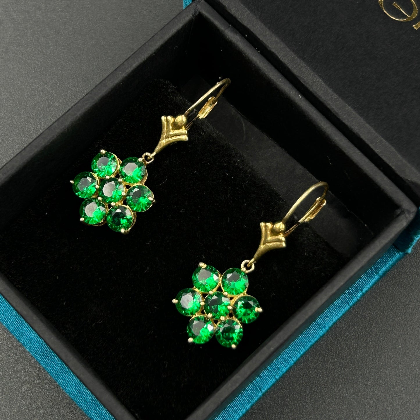 Green Flower Earring - Silver Ziricon Earring