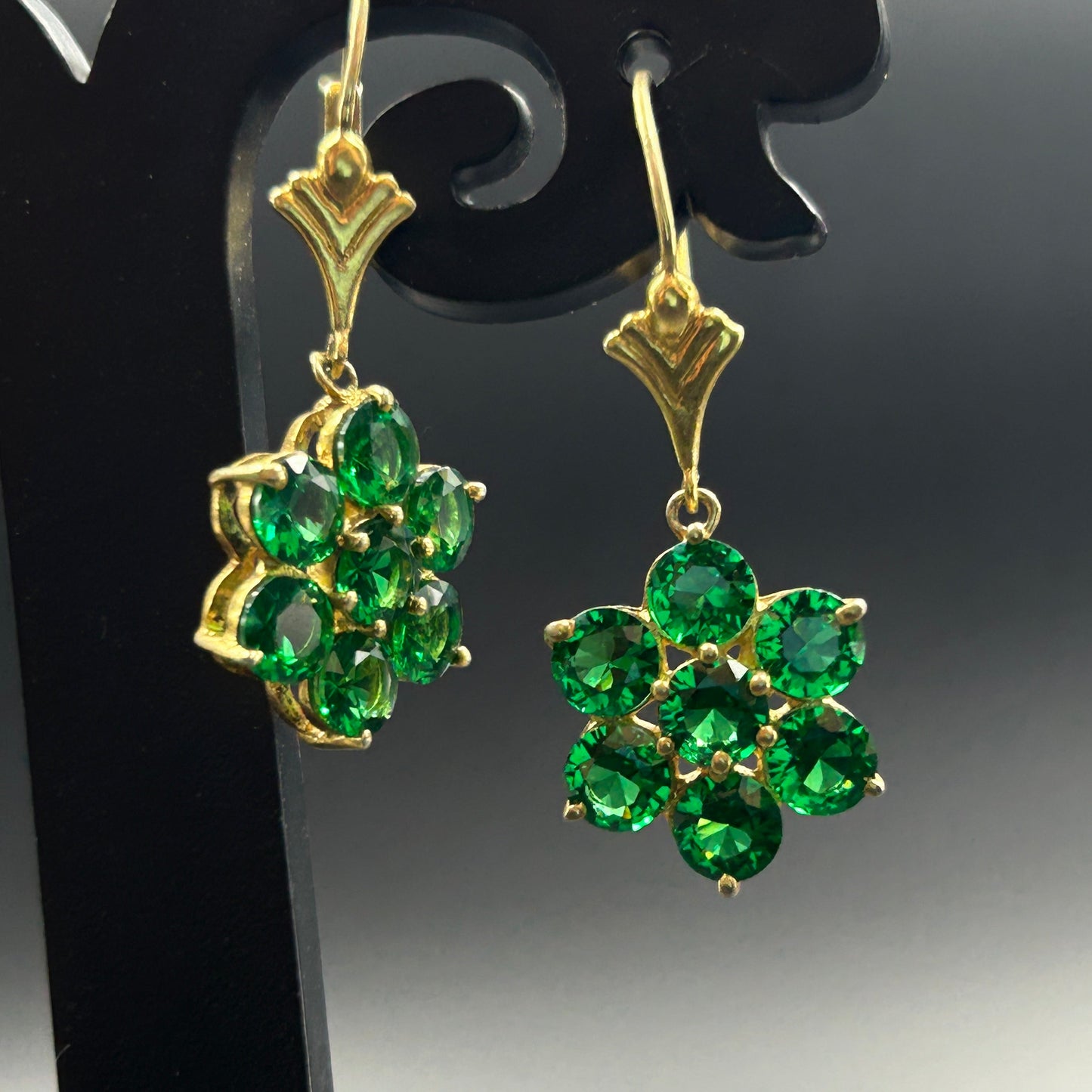 Green Flower Earring - Silver Ziricon Earring